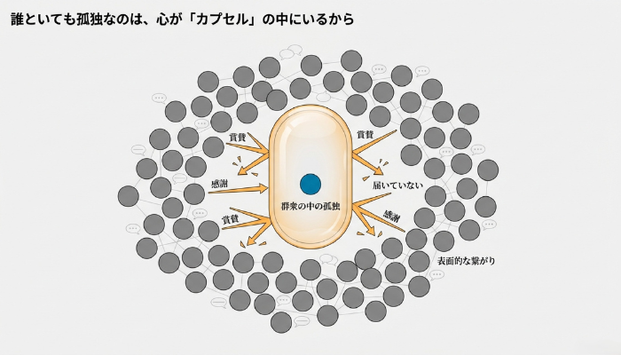 図解：我慢の蓄積と限界による崩壊。青い容器（自分）の中に「都合の良さ」という灰色の液体が注がれ続け、最後には容器が耐えきれずに粉々に破壊されている様子。過剰適応の末に起こる人間関係のリセットや破綻のメカニズム。