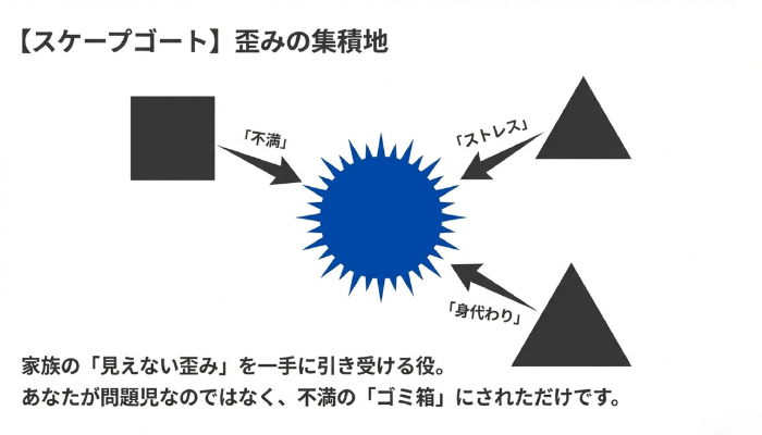 アダルトチルドレンのスケープゴート（身代わり）タイプ｜問題行動を起こして家族の不満やストレスを一手に引き受ける役割の特徴