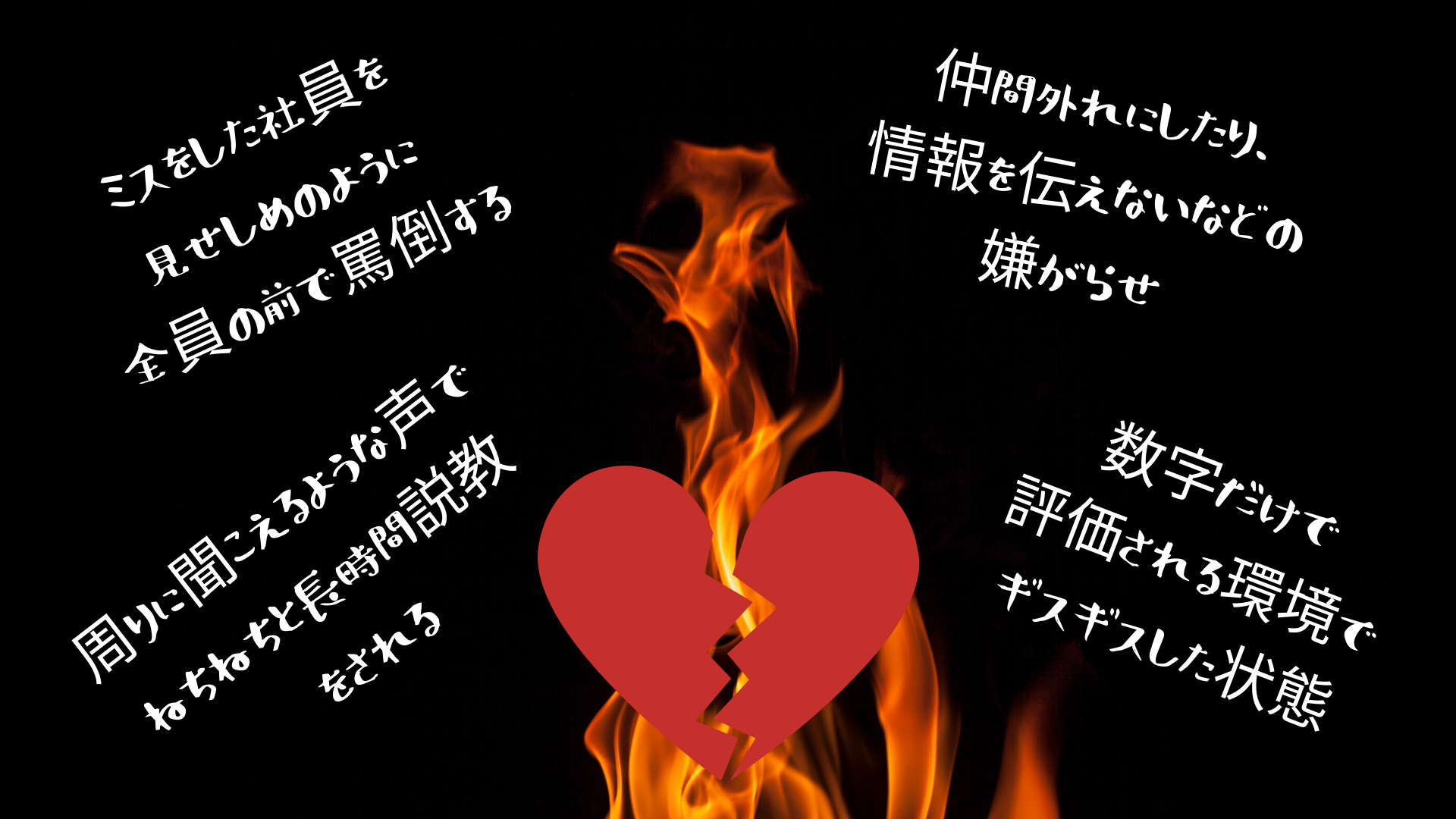 パワハラやモラハラが日常的に起きている職場環境